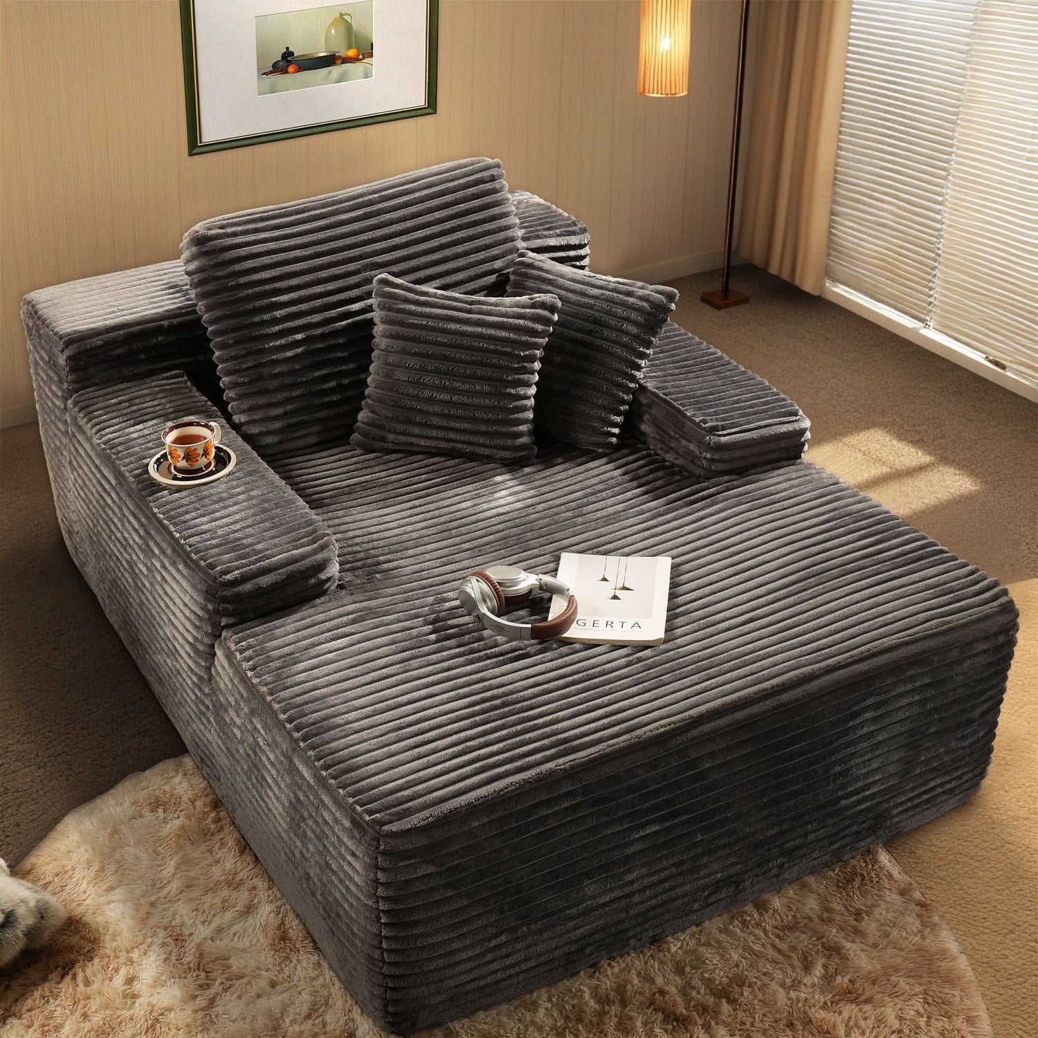 Grey OVIOS Boneless Chaise Lounge