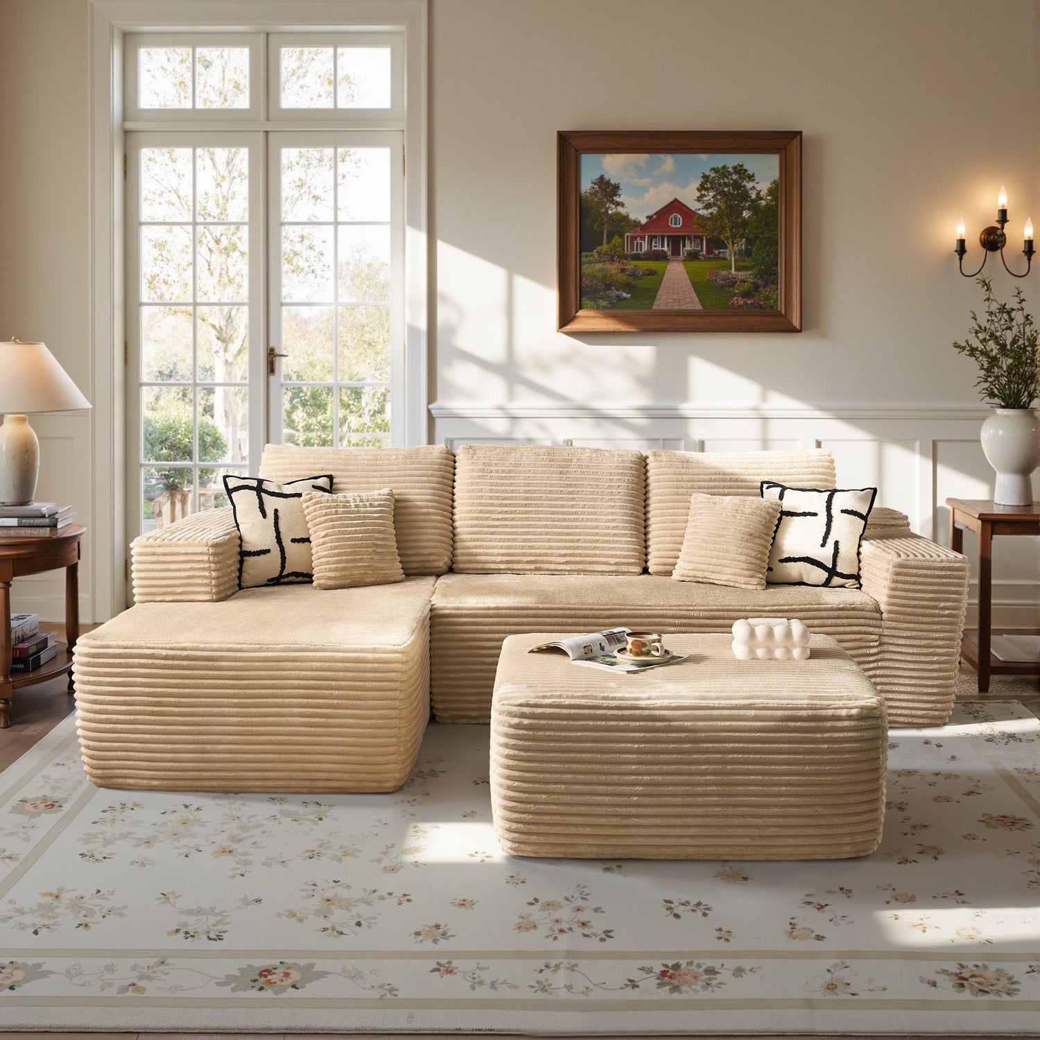 OVIOS 105" Modular Sectional Sofa with Chaise,Deep Seat Cloud Couch, Modern L-Shape