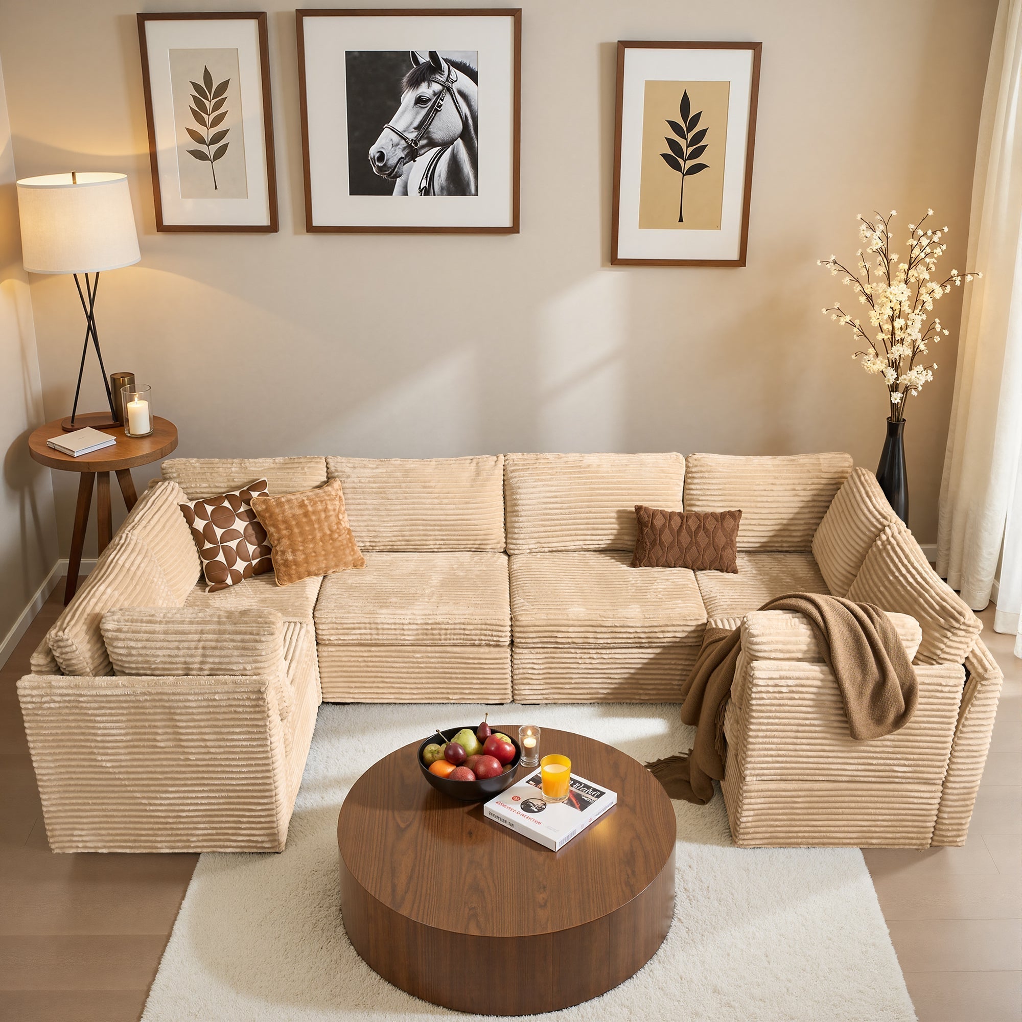 OVIOS 130.7" Modular Sectional Sofa Couch, U-Shaped Minimalist Couches with 2 Oversized Chaise