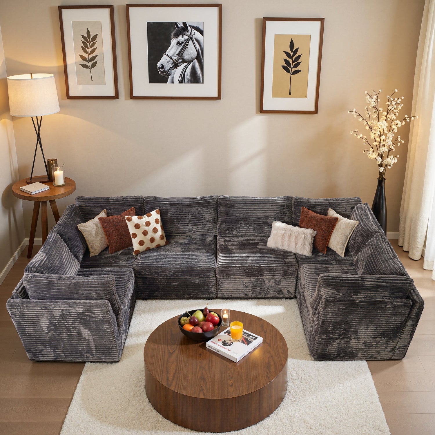 OVIOS 130.7" Modular Sectional Sofa Couch, U-Shaped Minimalist Couches with Sofa Bed Chaise