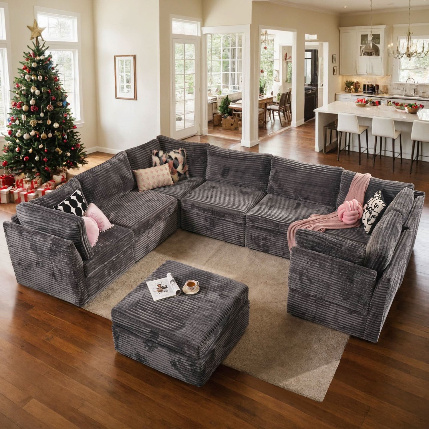 OVIOS sectional cloud couch, living room U-shaped Modular Sofa