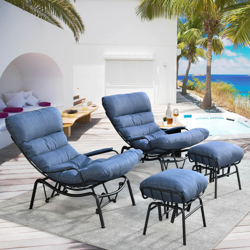 Outdoor Chair With Ottoman 2-Piece Rocking Chair Patio Rocker Set