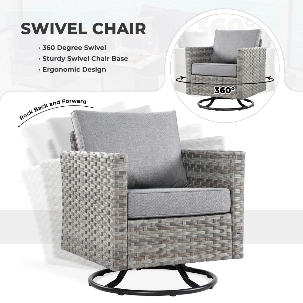 OVIOS New Rimaru Series Patio Furniture Set 9-Piece include Swivel Chairs Set Partially Assembled