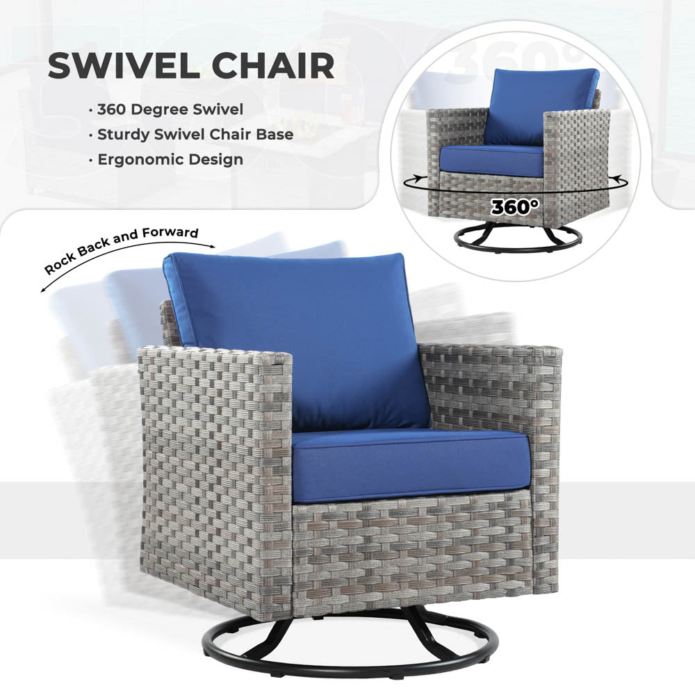 OVIOS New Rimaru Series Patio Furniture Set 9-Piece include Swivel Chairs Set Partially Assembled