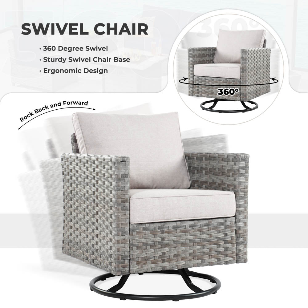 OVIOS New Rimaru Series Patio Furniture Set 9-Piece include Swivel Chairs Set Partially Assembled