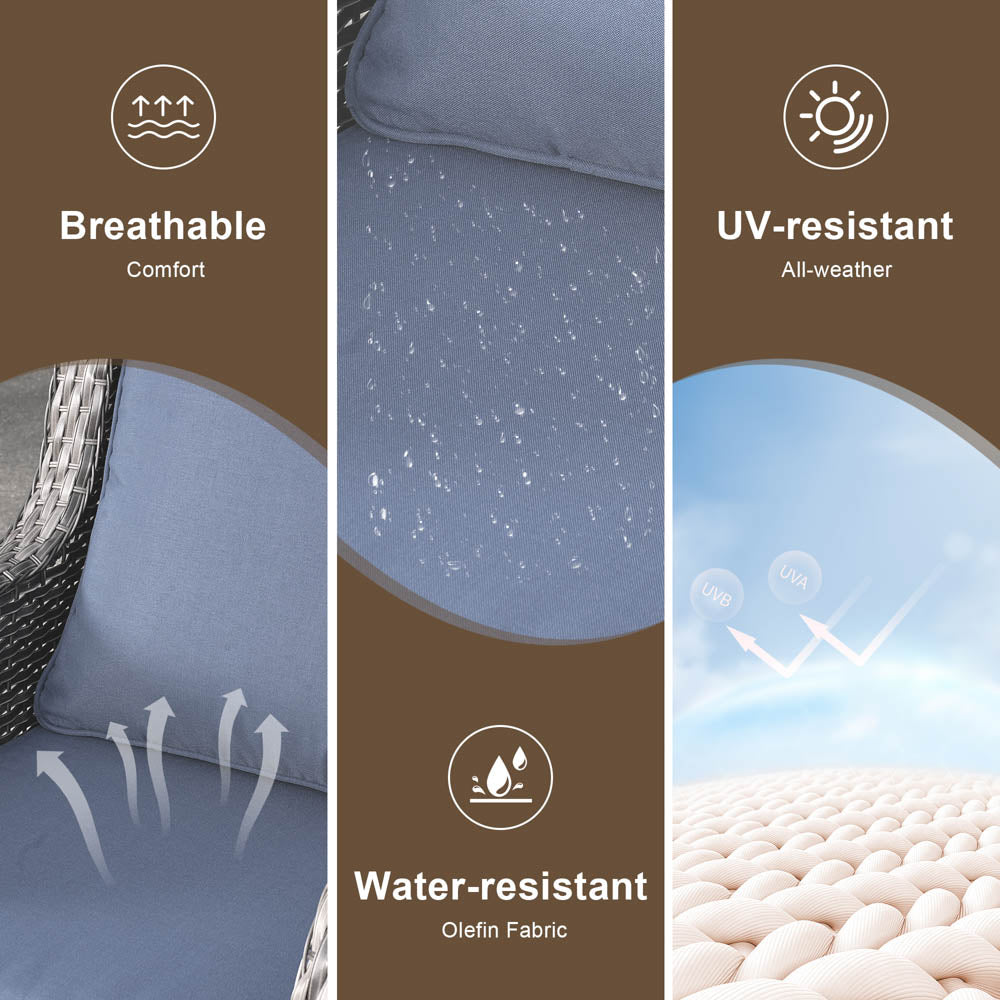 OVIOS Patio Kenard 2-Piece Conversation Set with Loveseat and Three-seat Couch