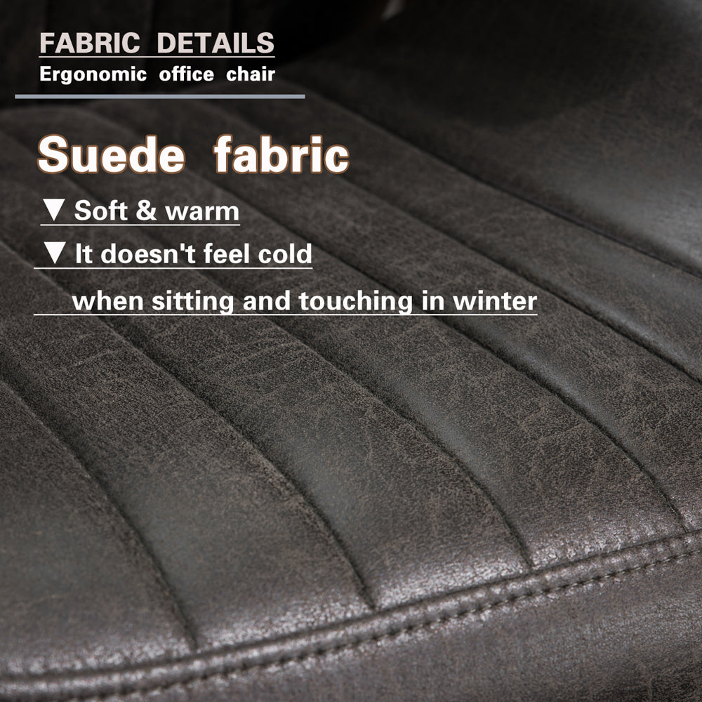 Ovios Office Chair Ergonomic High Back Suede Fabric for Executive or Home Office-Dark Grey
