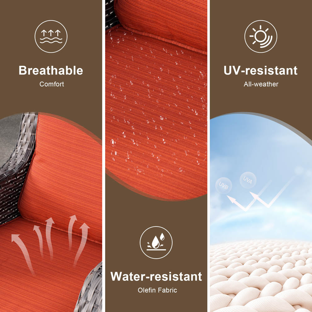 OVIOS Patio Kenard 2-Piece Conversation Set with Loveseat and Three-seat Couch