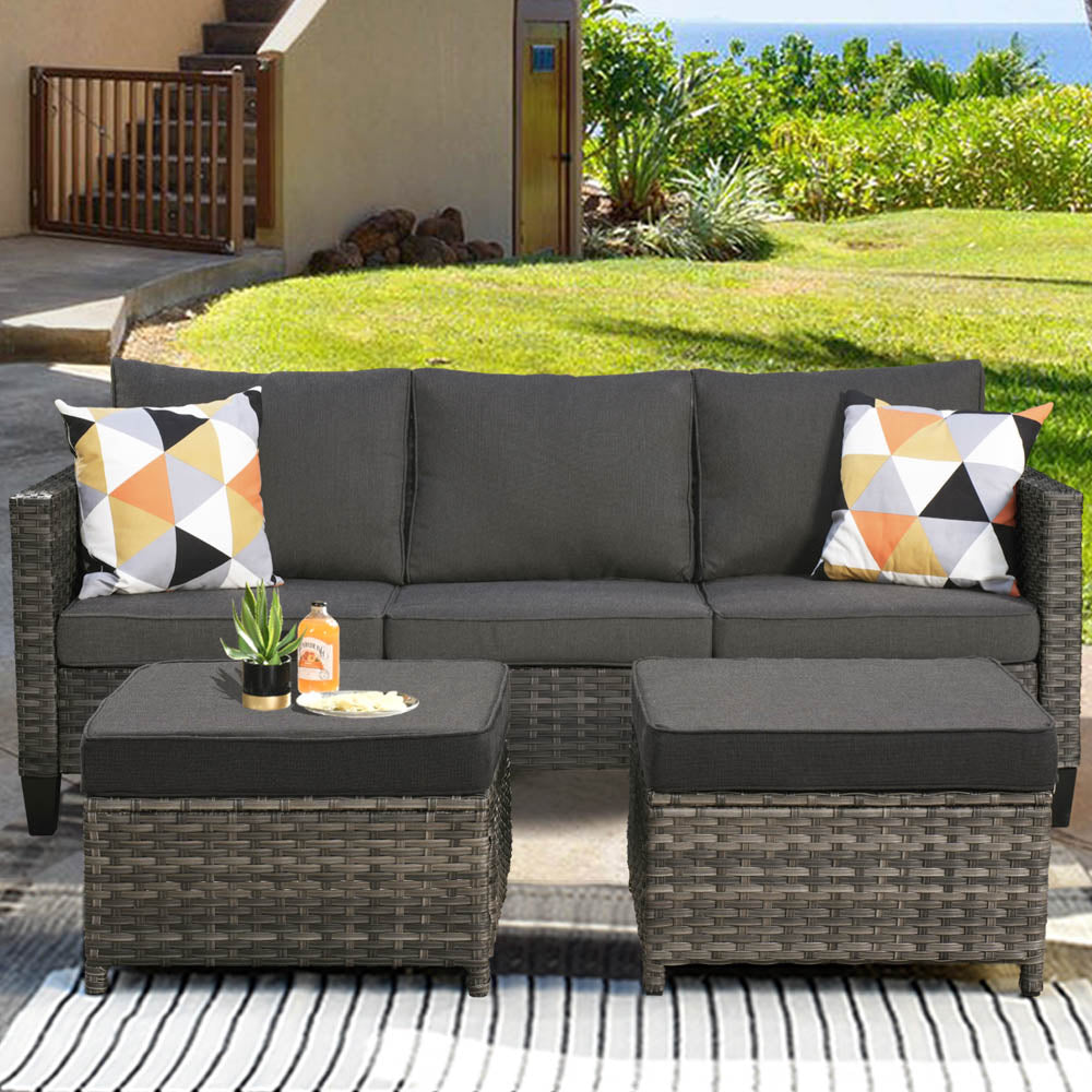 Ovios Outdoor Patio Conversation Set New Vultros 5-Piece High Back Sofa Set with Cushions