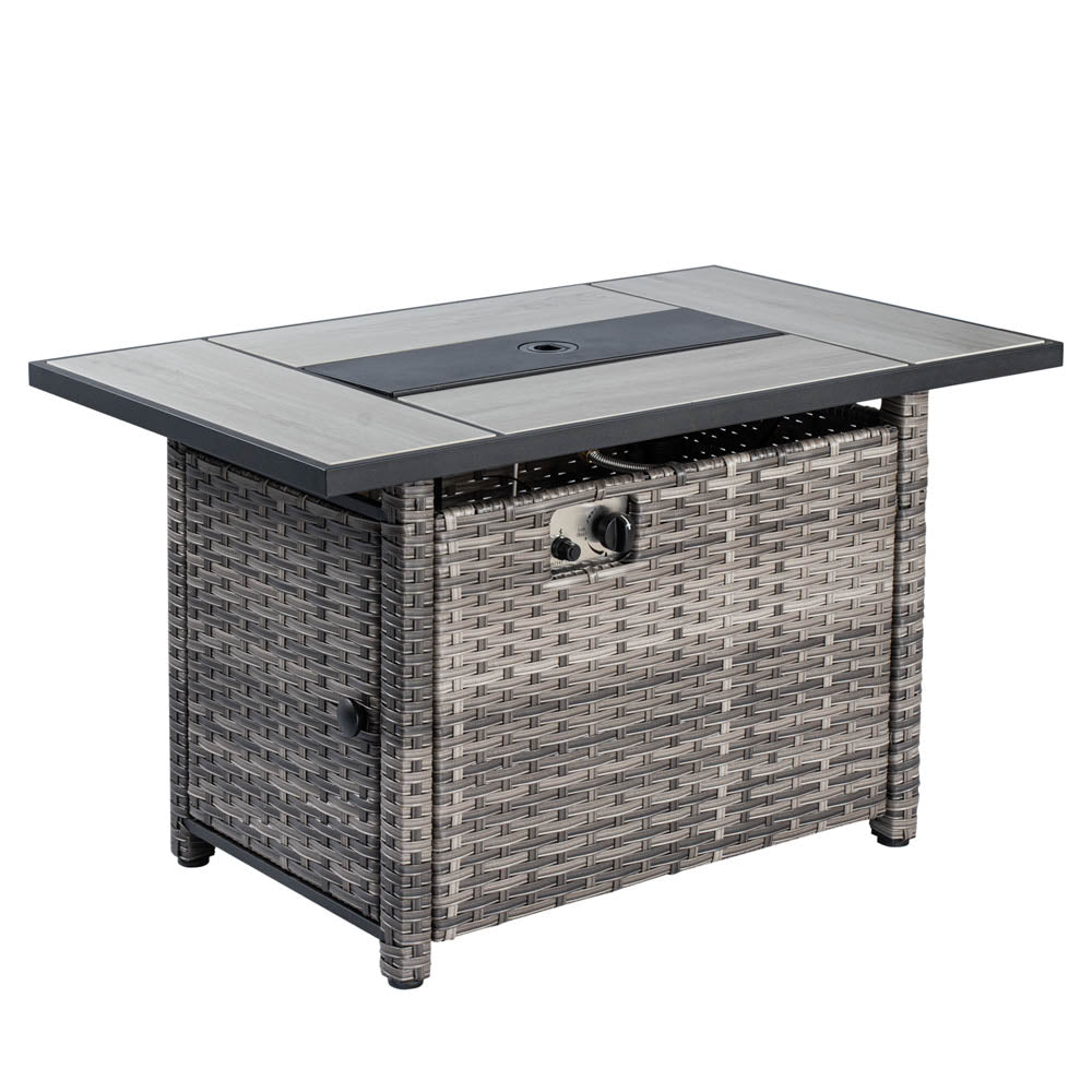 OVIOS Patio Furniture Set 10-Piece with All Weather Rattan Wicker Sofa and 42.12'' Fire Pit