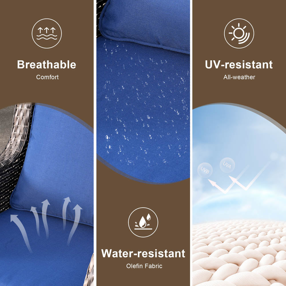 OVIOS Patio Kenard 2-Piece Conversation Set with Loveseat and Three-seat Couch