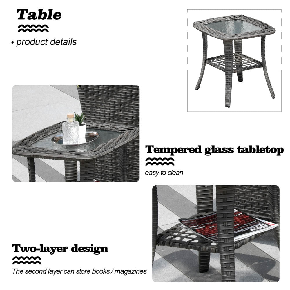 OVIOS Patio Vultros 8-Piece Set With Swivel Chair and Rectangle 42'' Propane Fire Pit Table
