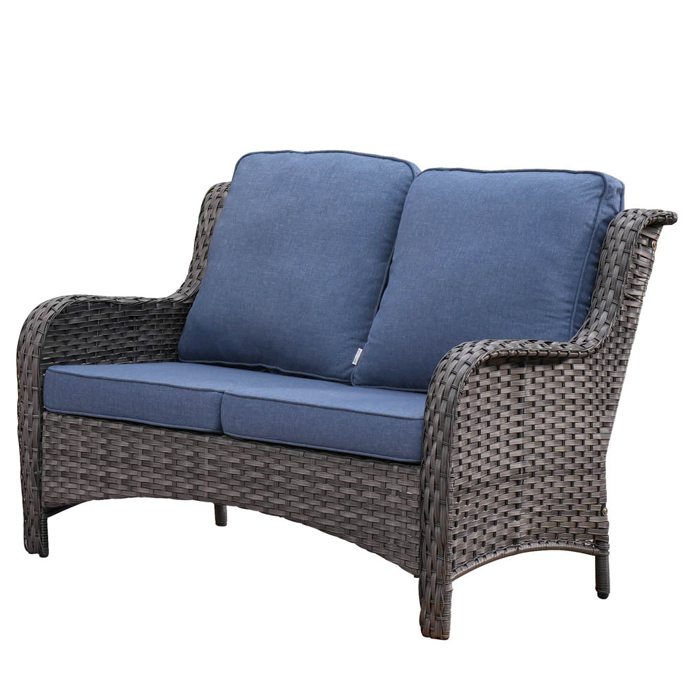 Ovios Patio Kenard 5-Piece Conversation Set with Loveseat and Swivel Rocking Chairs