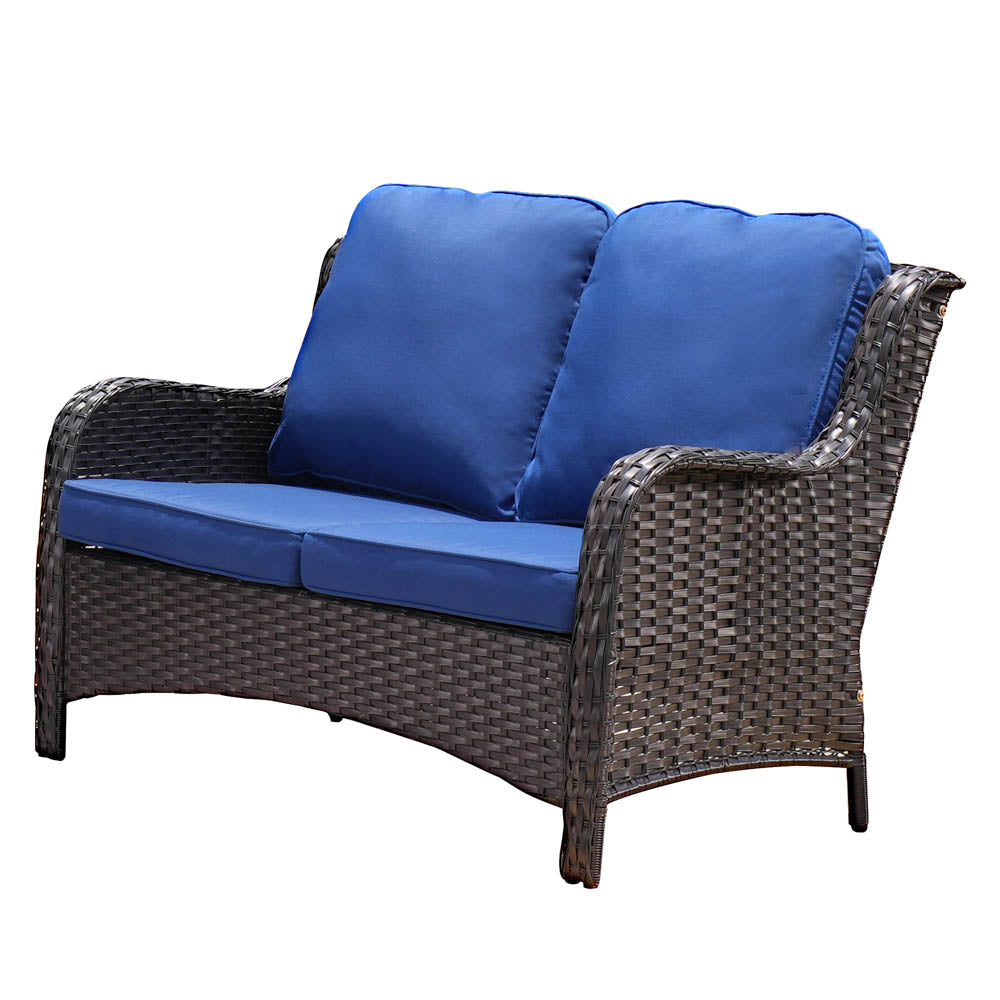 Ovios Patio Kenard 5-Piece Conversation Set with Loveseat and Swivel Rocking Chairs
