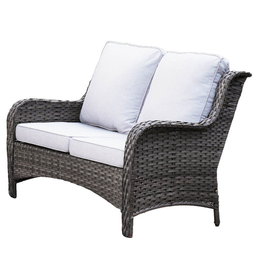Ovios Patio Kenard 5-Piece Conversation Set with Loveseat and Swivel Rocking Chairs