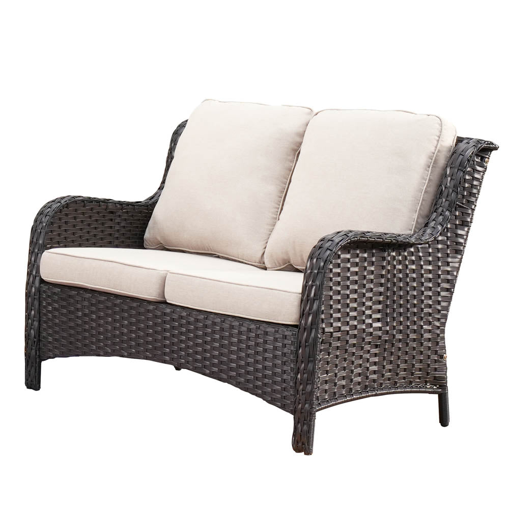 Ovios Patio Kenard 5-Piece Conversation Set with Loveseat and Swivel Rocking Chairs
