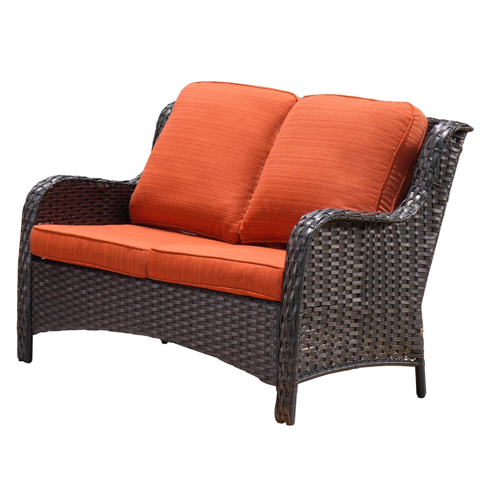 Ovios Patio Kenard 5-Piece Conversation Set with Loveseat and Swivel Rocking Chairs