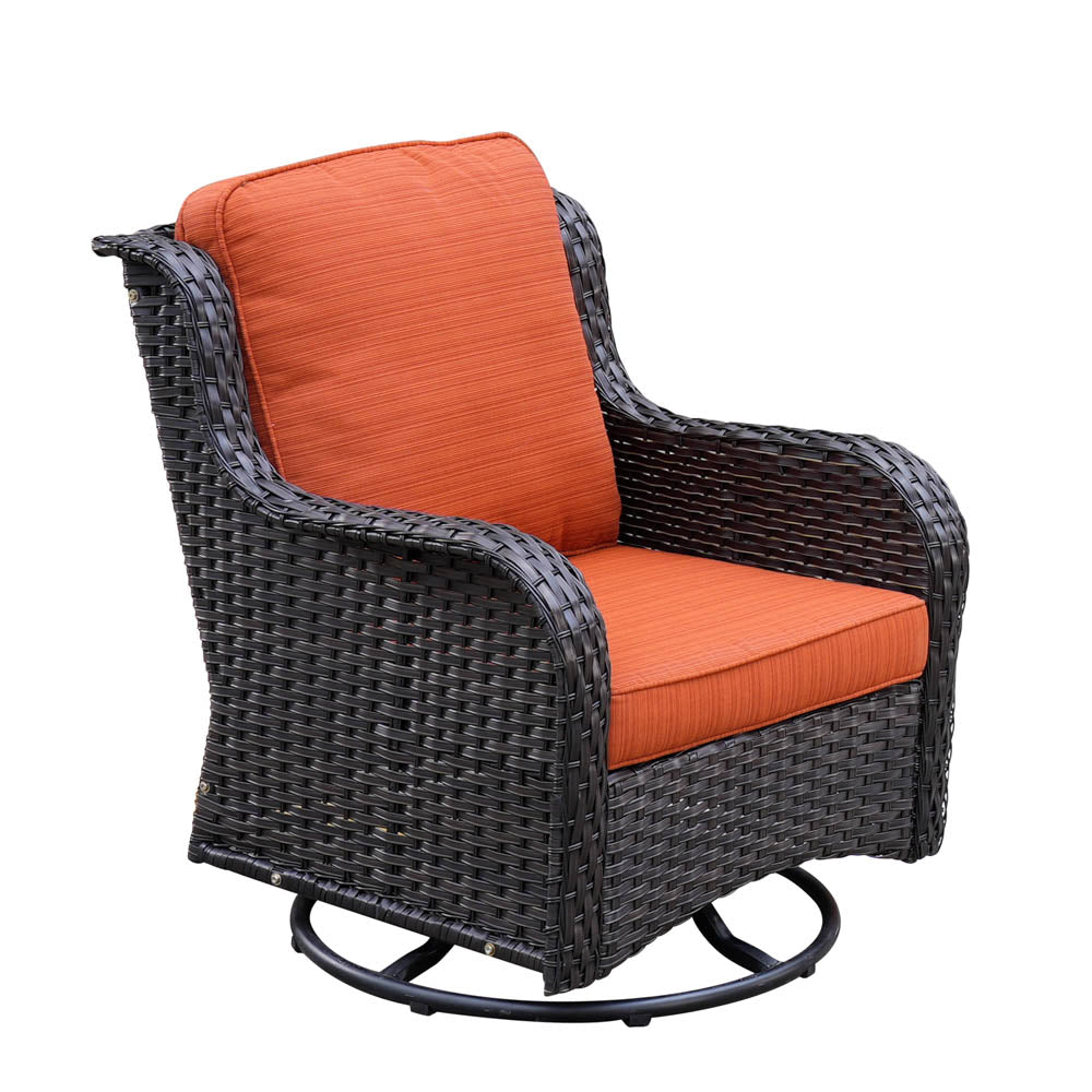 Ovios Patio Kenard 5-Piece Conversation Set with Loveseat and Swivel Rocking Chairs