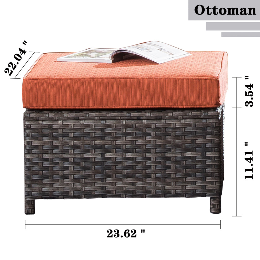 OVIOS Patio Vultros 7-Piece Set with 2 Rocking chairs and 30'' Propane Fire Pit Table