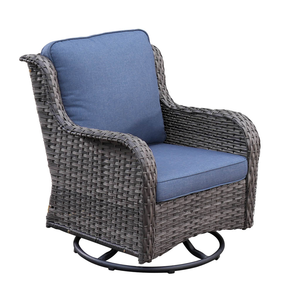 Ovios Patio Kenard 5-Piece Conversation Set with Loveseat and Swivel Rocking Chairs
