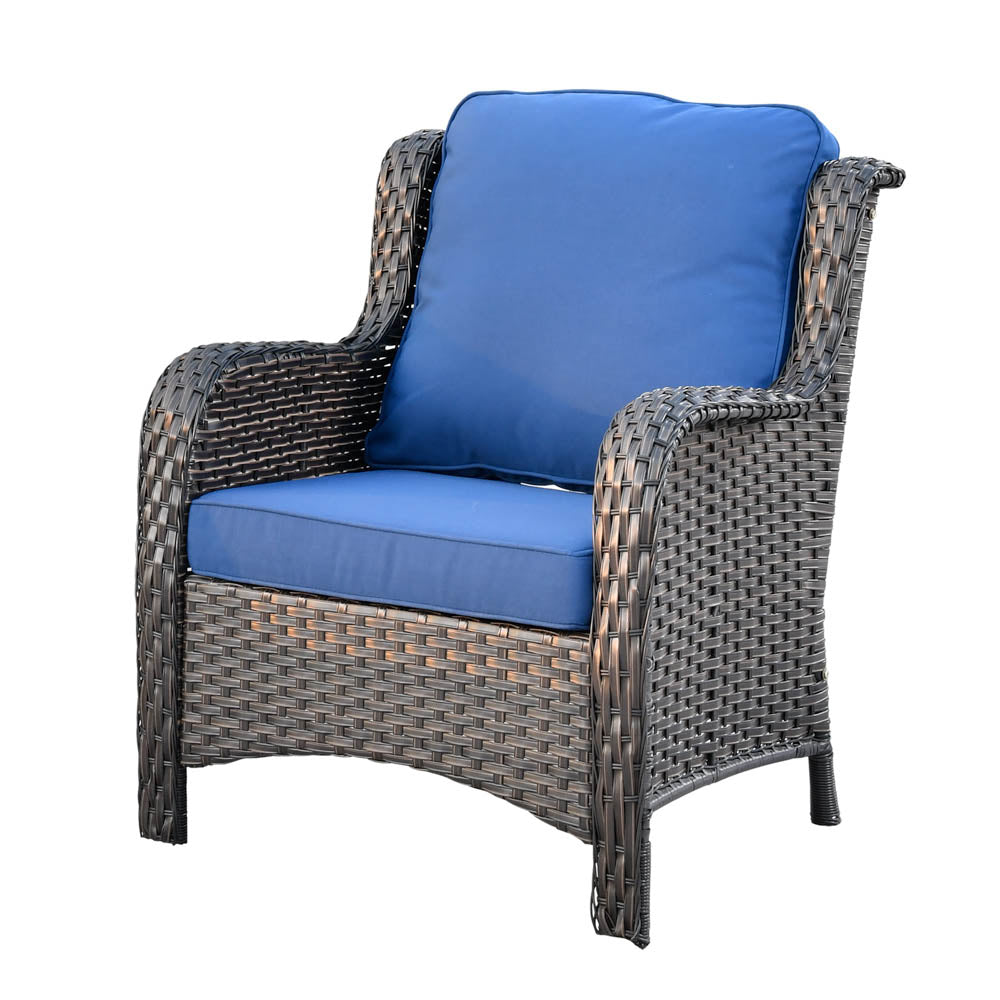 Ovios Patio Kenard 5-Piece Conversation Set with 30'' Fire Pit Table and Loveseat