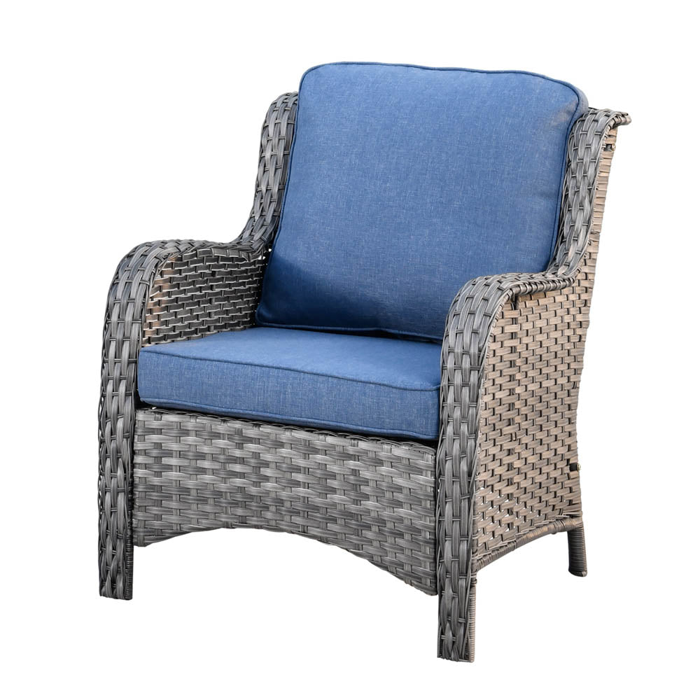 Ovios Patio Kenard 5-Piece Conversation Set with 30'' Fire Pit Table and Loveseat