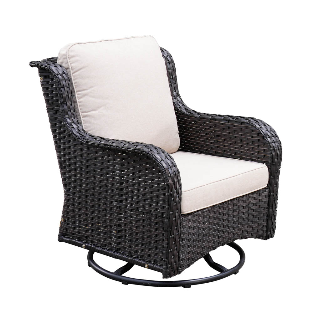 Ovios Patio Kenard 5-Piece Conversation Set with Loveseat and Swivel Rocking Chairs