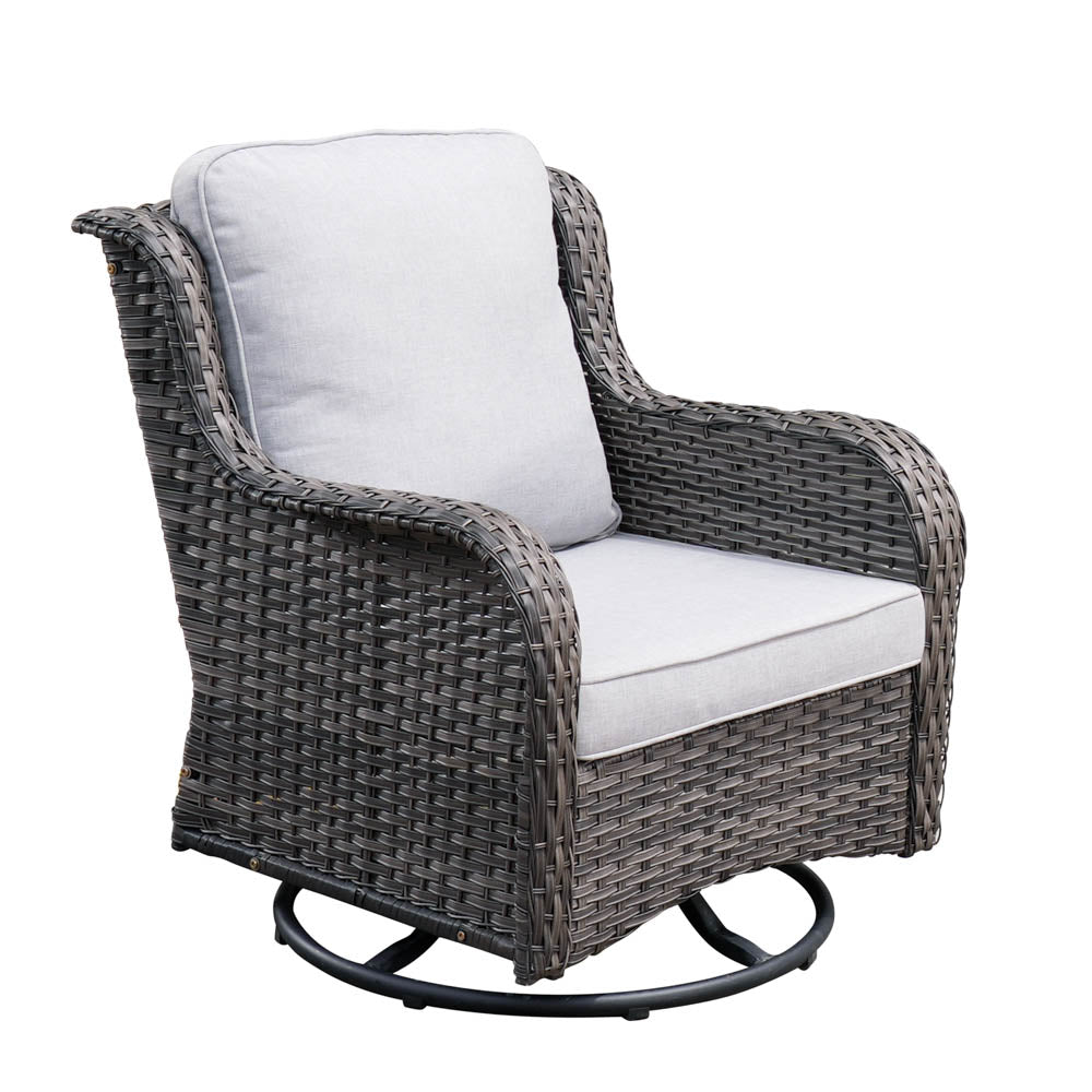 Ovios Patio Kenard 5-Piece Conversation Set with Loveseat and Swivel Rocking Chairs