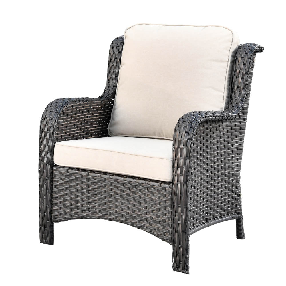 Ovios Patio Kenard 5-Piece Conversation Set with 30'' Fire Pit Table and Loveseat