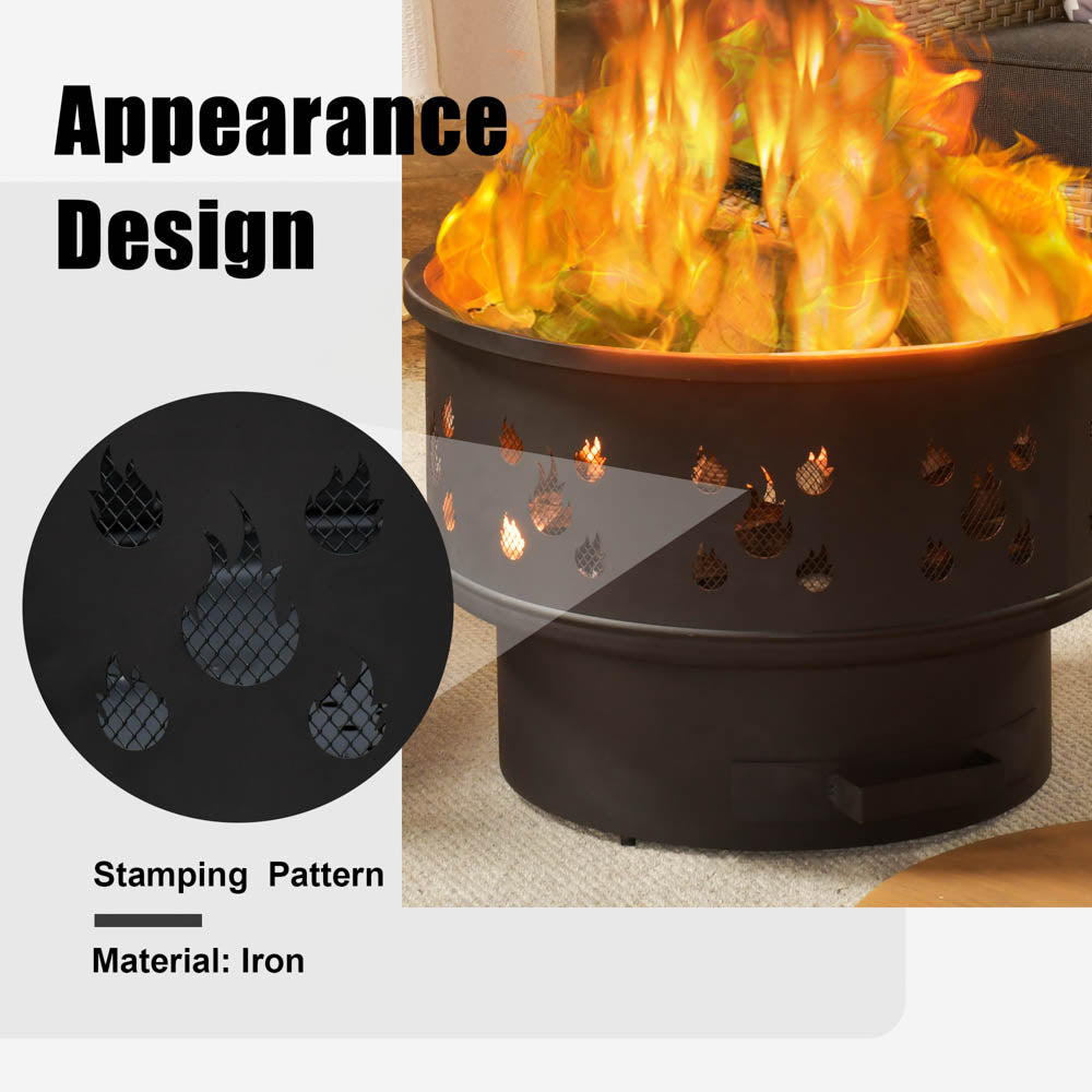OVIOS 25.39'' Round Steel Wood Burning Fire Pit
