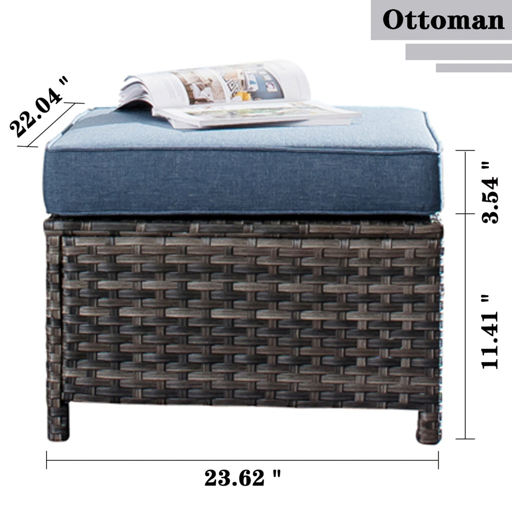 OVIOS Patio Vultros 7-Piece Set with 2 Rocking chairs and 30'' Propane Fire Pit Table