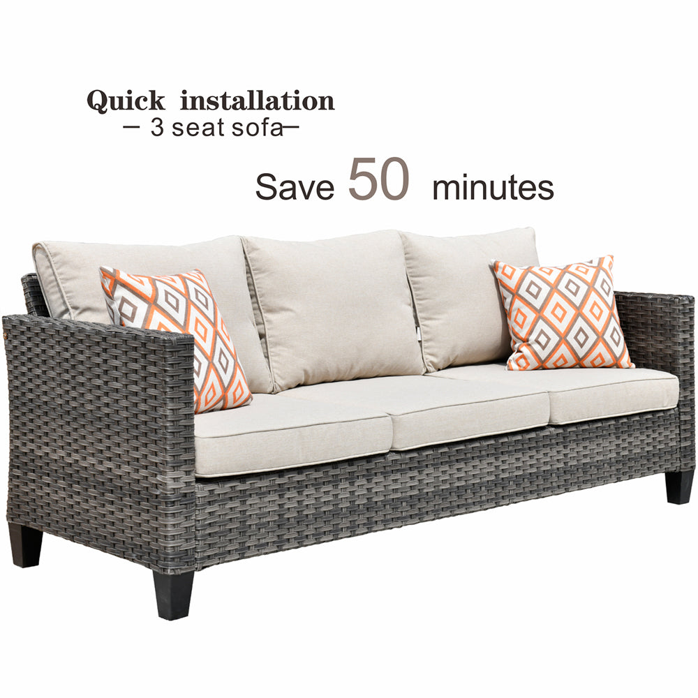 OVIOS Patio Vultros 7-Piece Set with 2 Rocking chairs and 30'' Propane Fire Pit Table