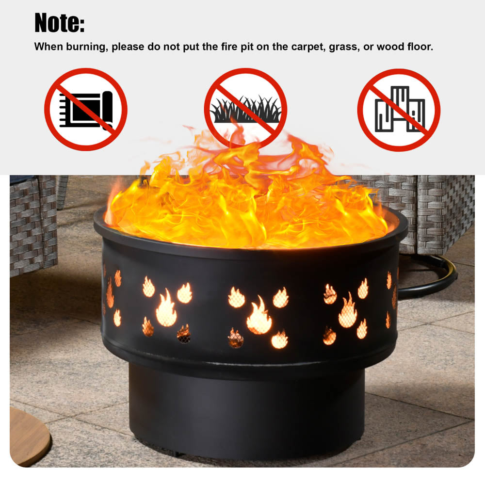 OVIOS 25.39'' Round Steel Wood Burning Fire Pit