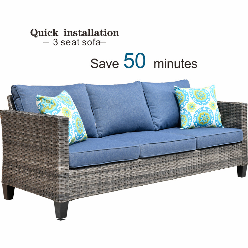 OVIOS Patio Vultros 7-Piece Set with 2 Rocking chairs and 30'' Propane Fire Pit Table