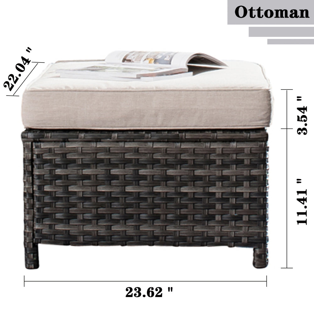 OVIOS Patio Vultros 7-Piece Set with 2 Rocking chairs and 30'' Propane Fire Pit Table