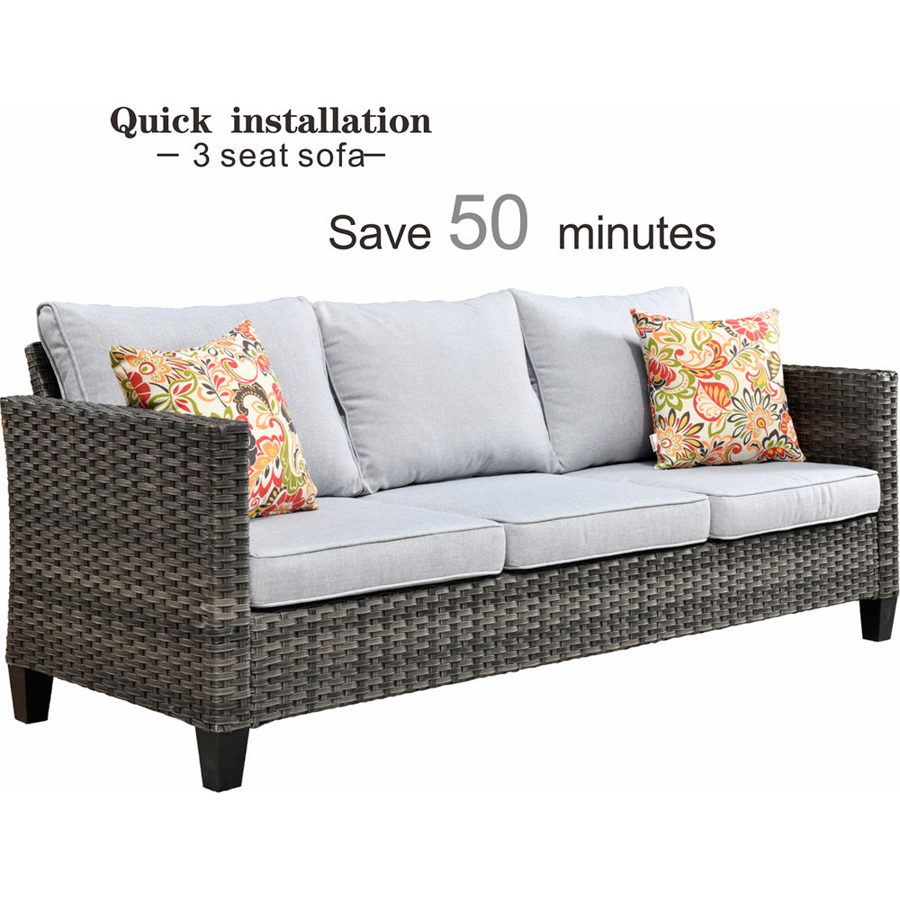 OVIOS Patio Vultros 7-Piece Set with 2 Rocking chairs and 30'' Propane Fire Pit Table