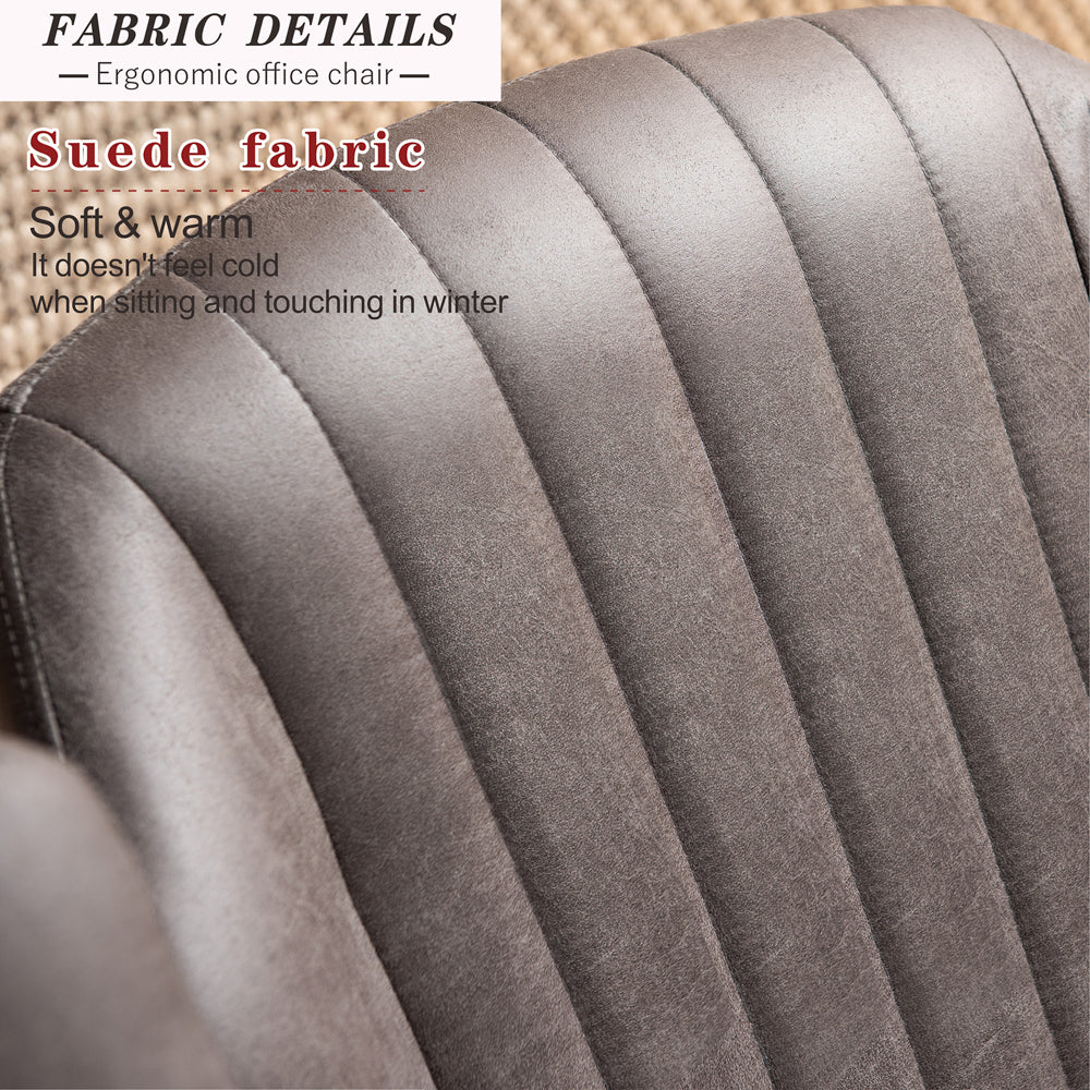 Ovios Office Chair Suede Fabric for Executive or Home Office Ergonomic Chair-Dark Grey