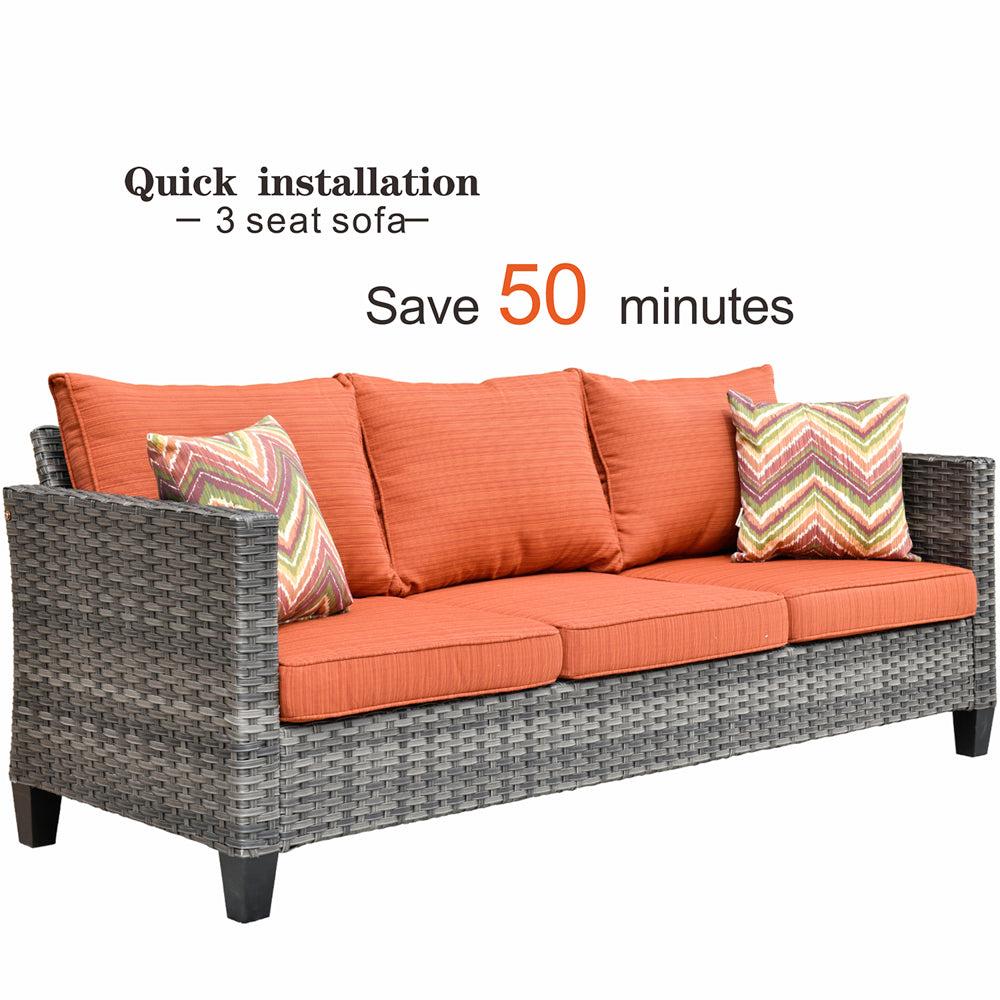 OVIOS Patio Vultros 7-Piece Set with 2 Rocking chairs and 30'' Propane Fire Pit Table