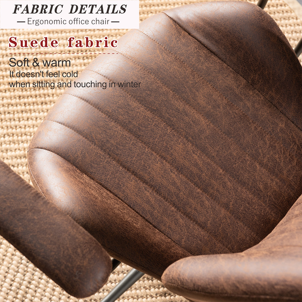 Ovios Office Chair Suede Fabric for Executive and Home Office Ergonomic Chair-Dark Brown