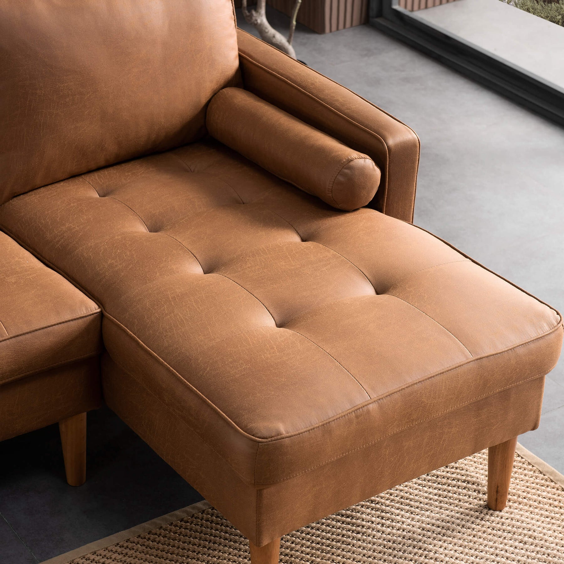 Ovios 83.07'' Mid Century Sectional Chaise Sofa, L-Shaped Couch