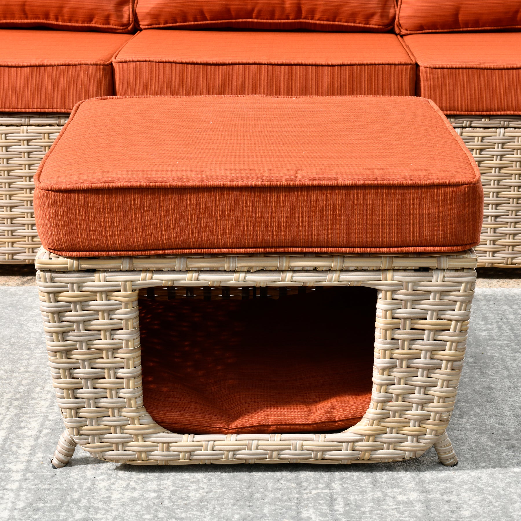Ovios Outdoor Furniture Beige Wicker Set 8 Pieces with 2 Swivel Chair Side Table and Multifunctional Storage