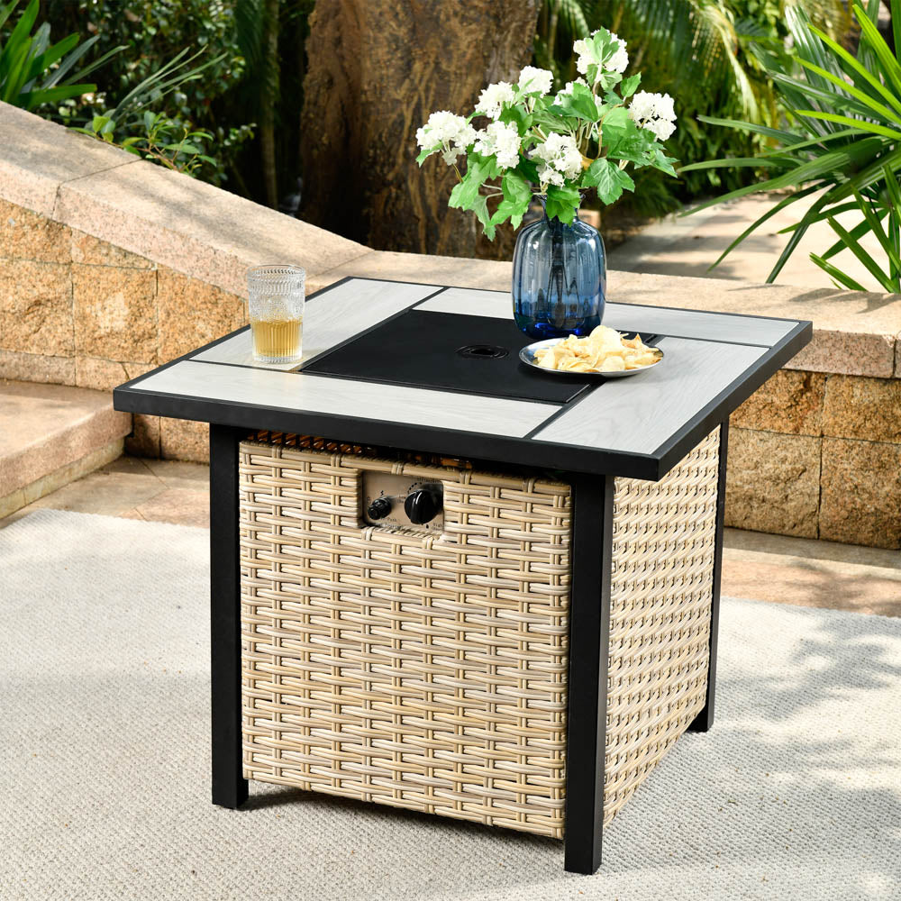 OVIOS Patio Propane Outdoor 30'' Fire Pit Table with Lid for Pet Sofa Series