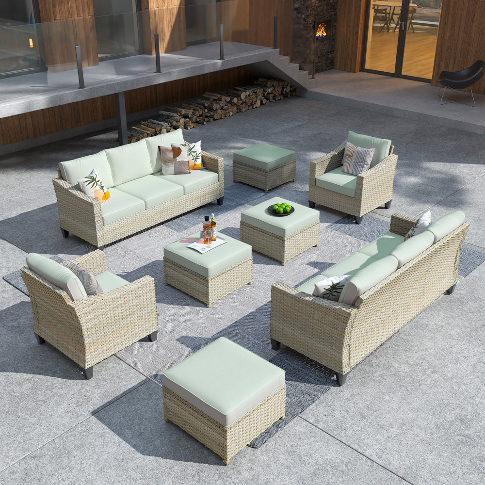 Ovios Athena Series Outdoor Patio Furniture Set 8-Piece with Cushions All Weather Wicker