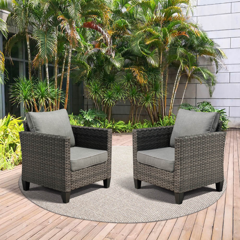 OVIOS Patio Chairs New Vultros 2-Piece High Back Square Shape Armrest