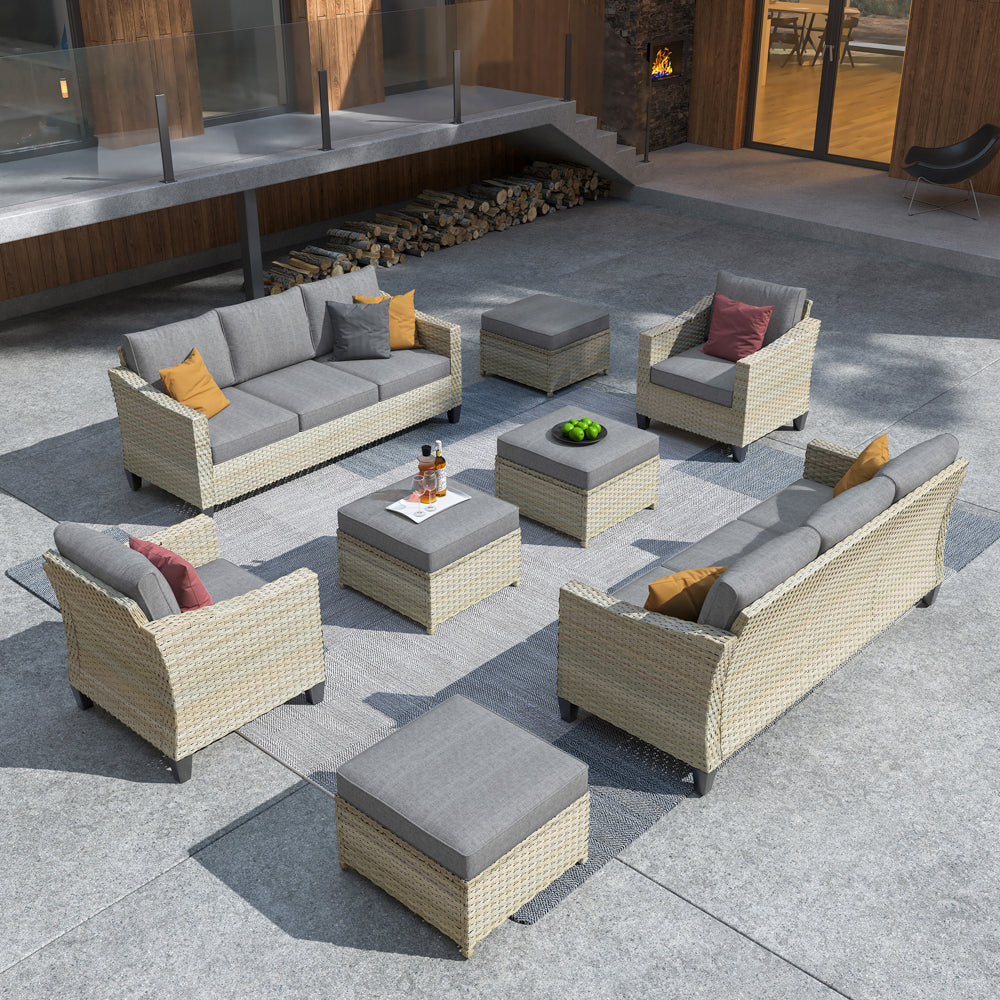 Ovios Athena Series Outdoor Patio Furniture Set 8-Piece with Cushions All Weather Wicker