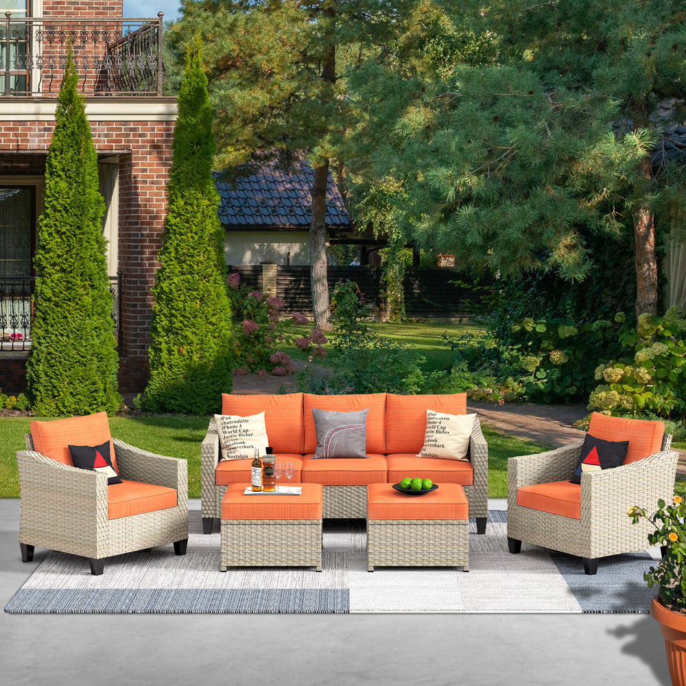 Ovios Athena Series Outdoor Patio Furniture Set 5-Piece with Cushions All Weather Wicker