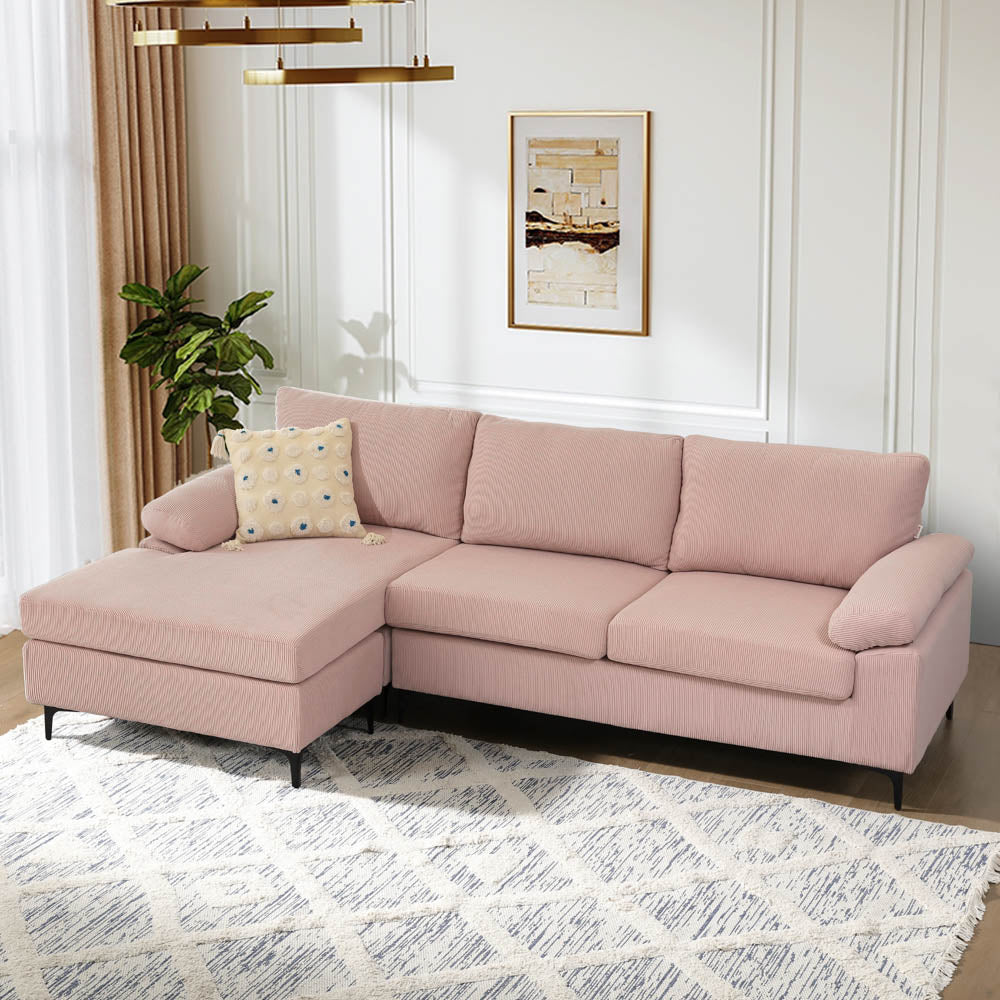 Ovios Living Room Sofa Reversible Chaise 100.40" Wide with Ottoman