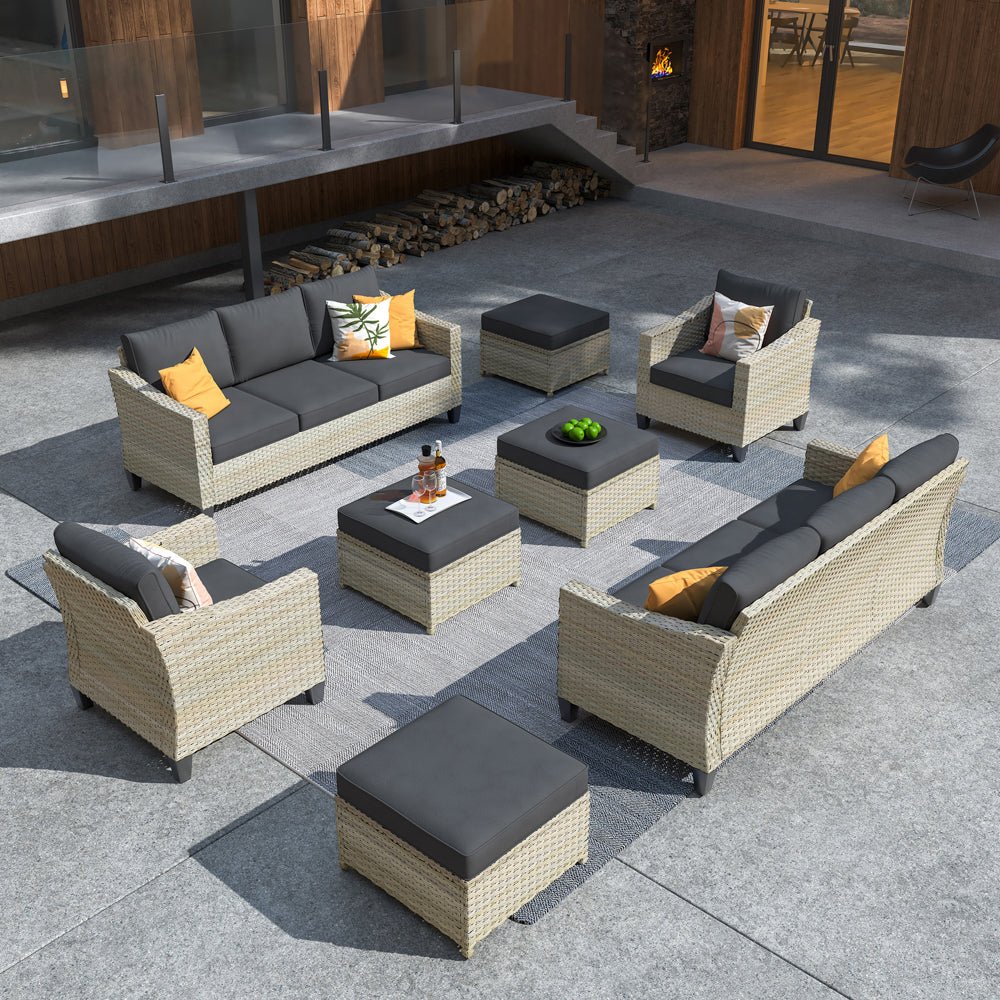 Ovios Athena Series Outdoor Patio Furniture Set 8-Piece with Cushions All Weather Wicker