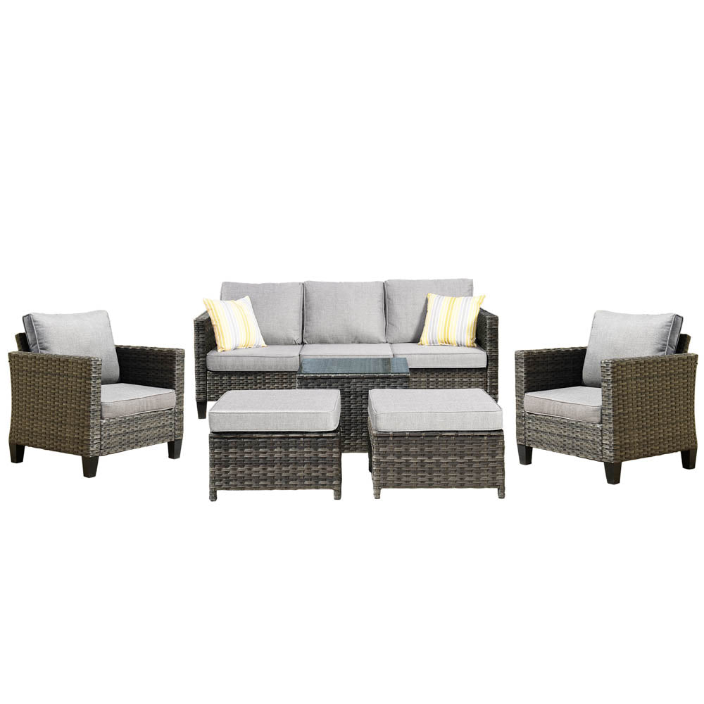 Ovios Patio Conversation Set New Vultros 6-Piece High Back with Cushions