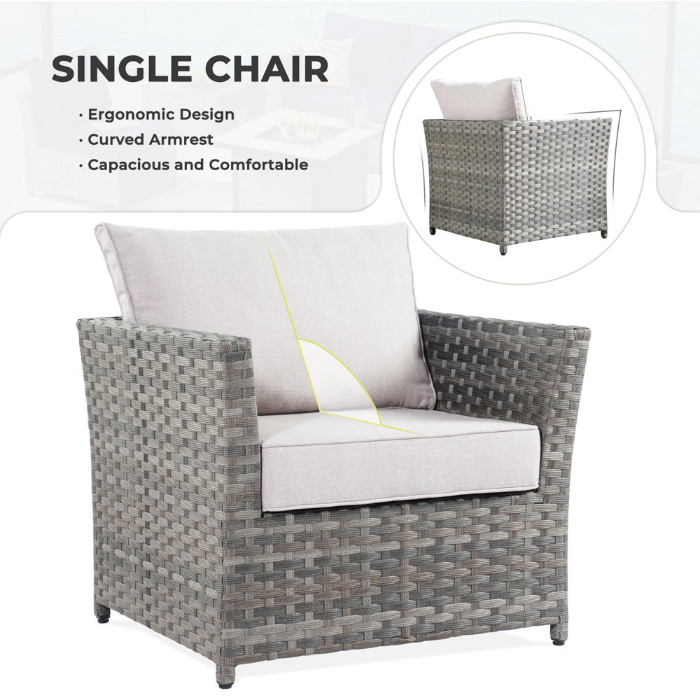 OVIOS Patio Furniture Set New Rimaru 7-Piece Set include 30'' Square Fire Pit Table Partially Assembled